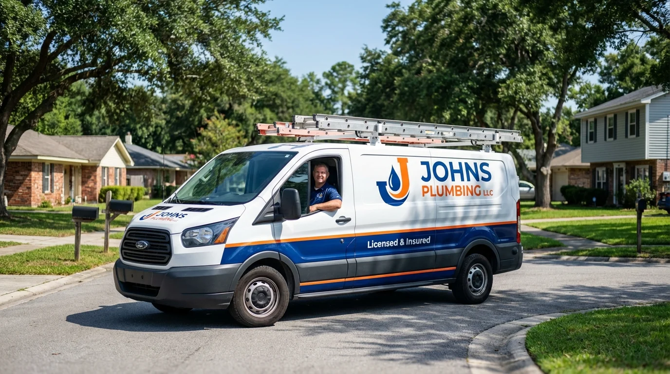 Johns Plumbing LLC service van in Saint Stephen, SC