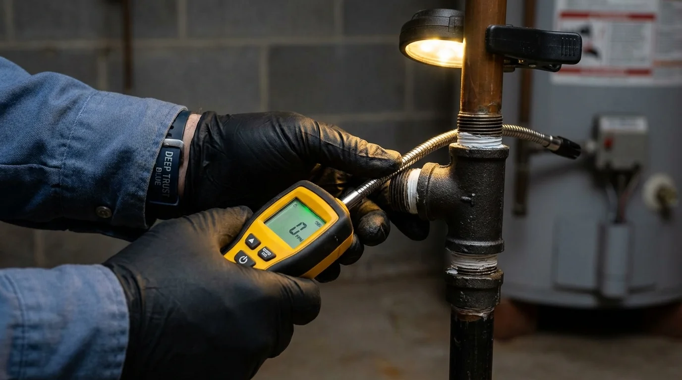 Gas leak detection with electronic sniffer by Johns Plumbing LLC in Saint Stephen