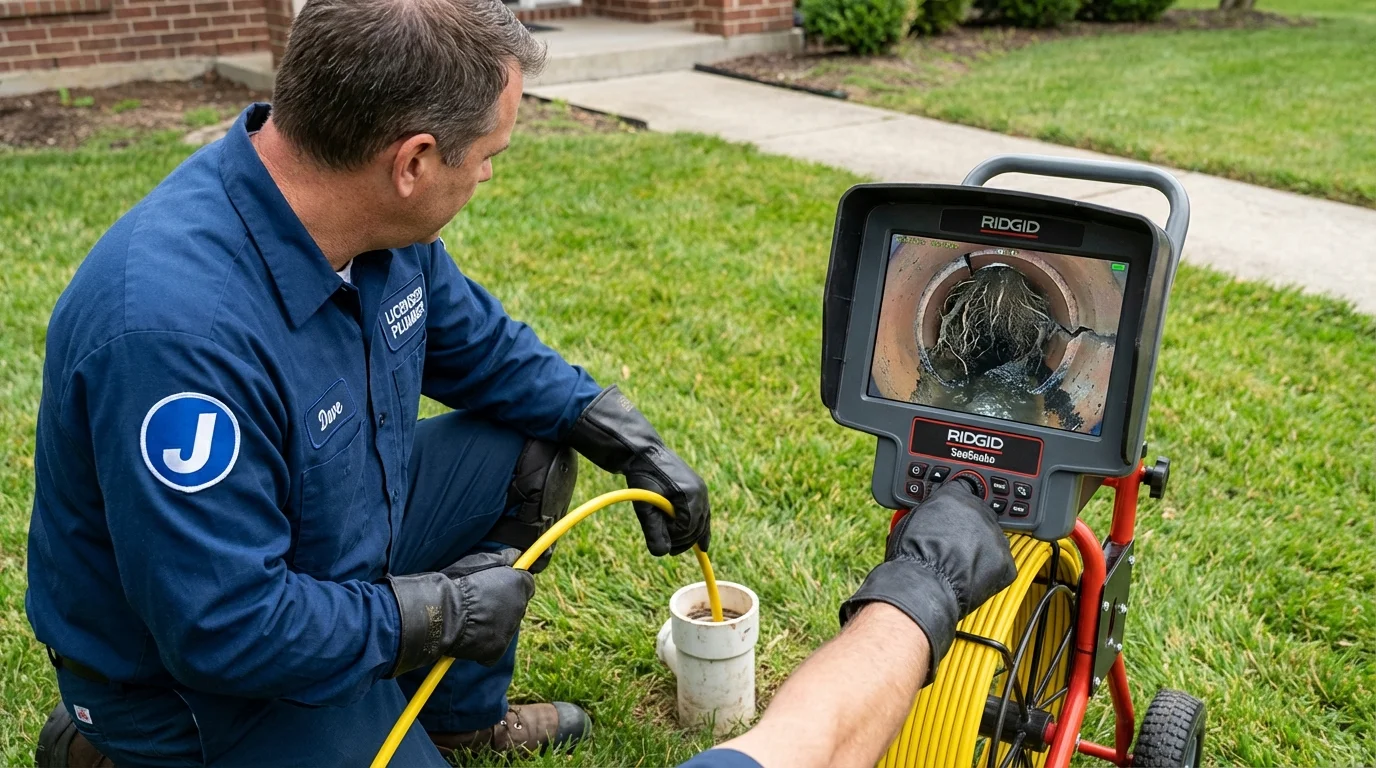 Sewer camera inspection being performed by Johns Plumbing LLC in Saint Stephen