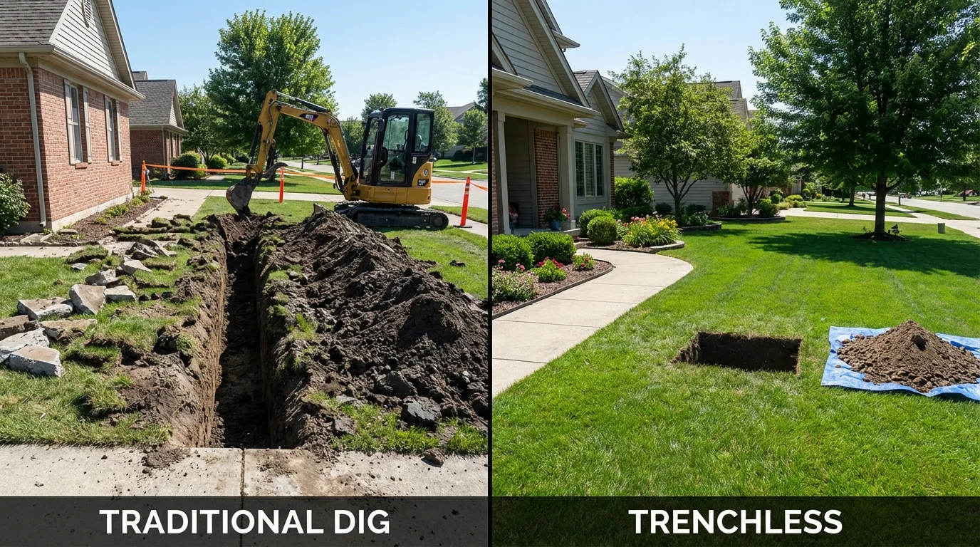 Trenchless sewer repair with minimal yard damage versus traditional excavation in Saint Stephen, SC
